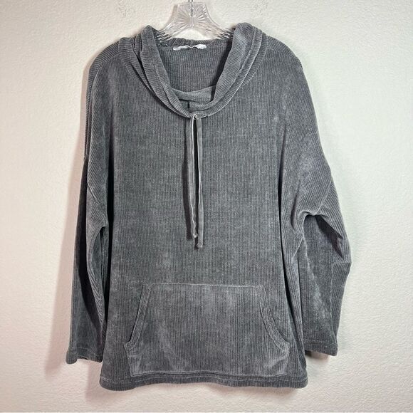 Spring Mercer Gray Cowl Neck‎ Corduroy Pullover Sweater Women's Large - Picture 1 of 7